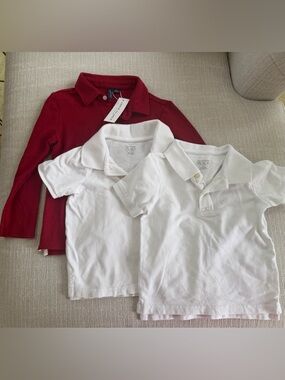 Janie and Jack and Children’s Place Classic Red and two White Polo Bundle 4T